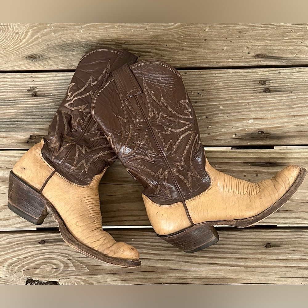 Olathe Boot Co. Brown and Tan Heeled Boots